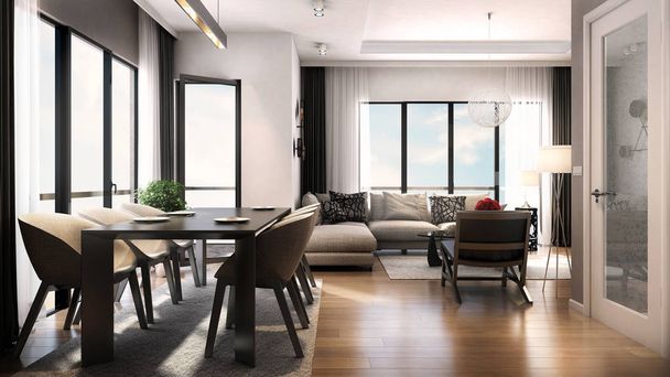 3d renderizado de sala de estar moderna - Foto, imagen