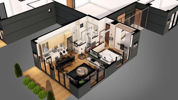3D renderizado de planta de apartamento
 - Foto, Imagen