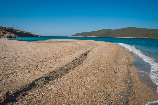 Golden beach on Evbia island in Greece - Photo, Image