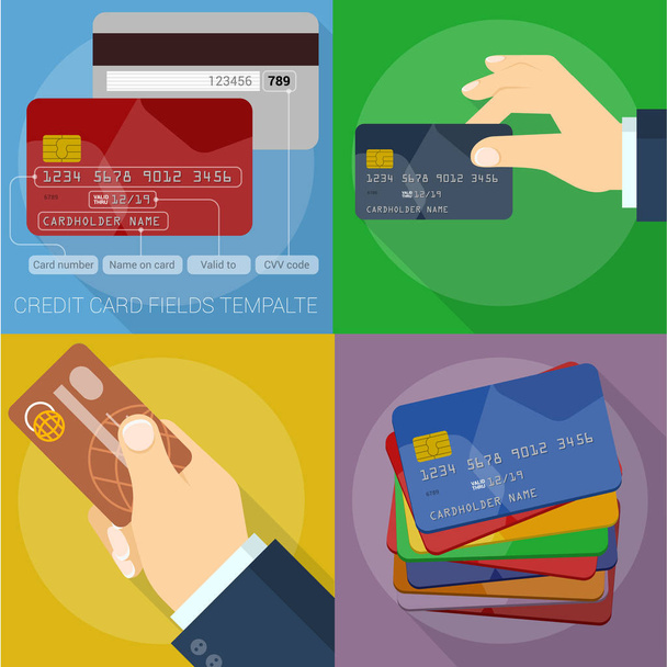 Χρήση και λειτουργία πιστωτικών καρτών. - Διάνυσμα, εικόνα
