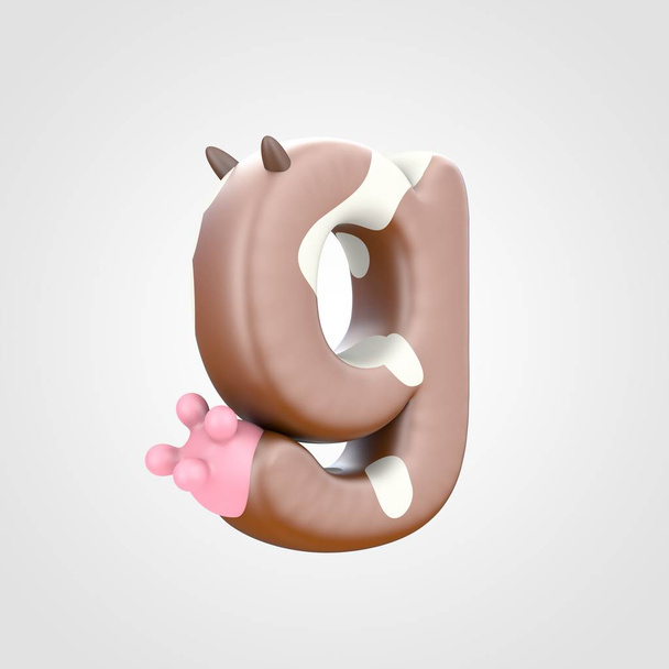 animální 3d návrh abecedu písma s kravského vemene, spatřen skotu vzorek na malé písmeno G - Fotografie, Obrázek