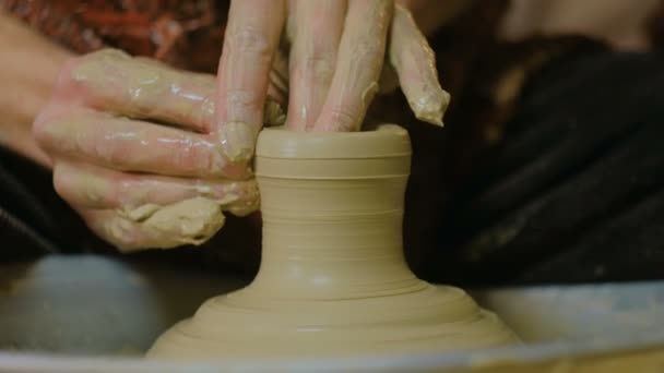 Professional male potter working in workshop, studio. - Footage, Video