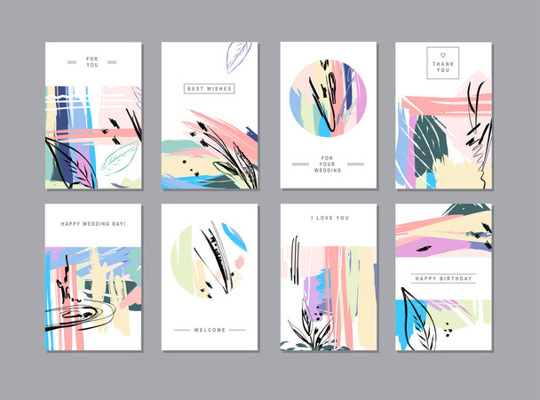 Conjunto de tarjetas florales creativas
 - Vector, Imagen