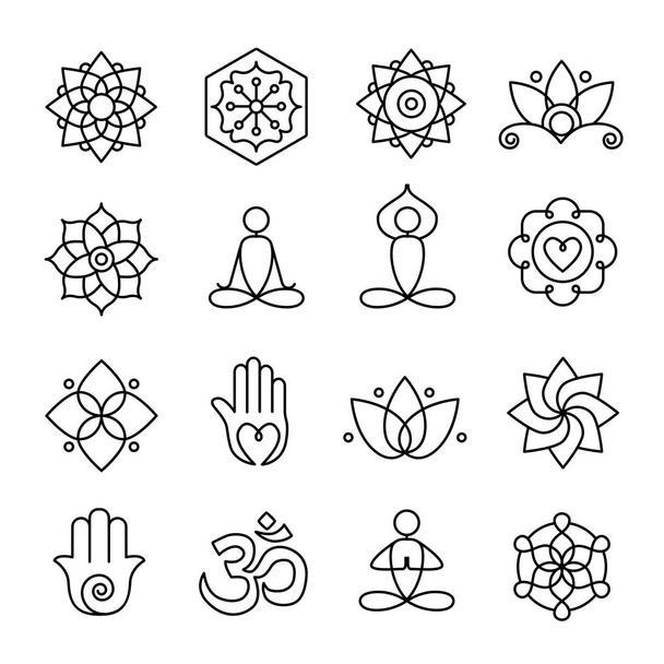 Yoga en meditatie pictogrammen 02 - Vector, afbeelding