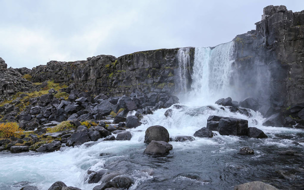 Oxararfoss Waterfall in Thingvellir National Park, Iceland - Photo, Image