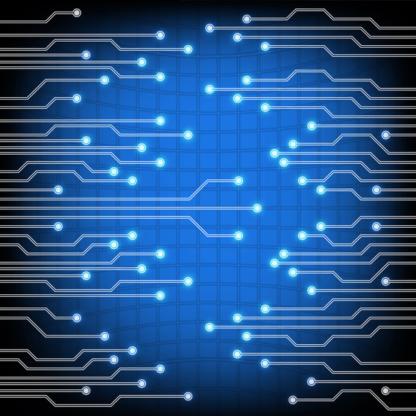 Electroschemes と青の背景。さまざまなデバイスで使用される電気回路の抽象的なイメージ - 写真・画像