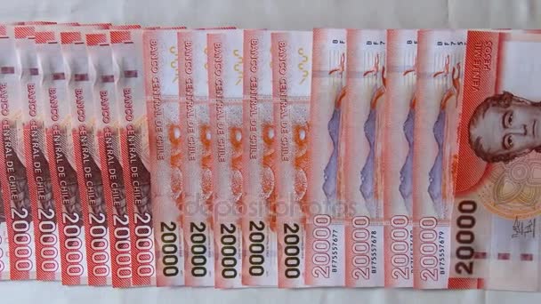 Húszezer Chilei Peso bankjegyek  - Felvétel, videó