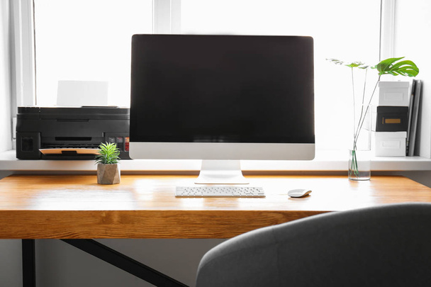 Comfortable workplace with monitor - Valokuva, kuva