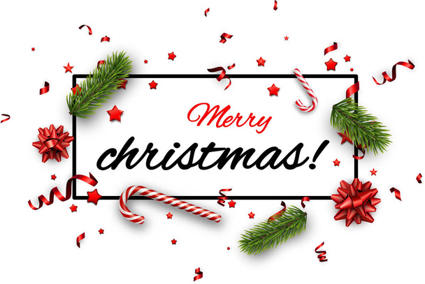 White Merry Christmas background with confetti.  - Vector, Image