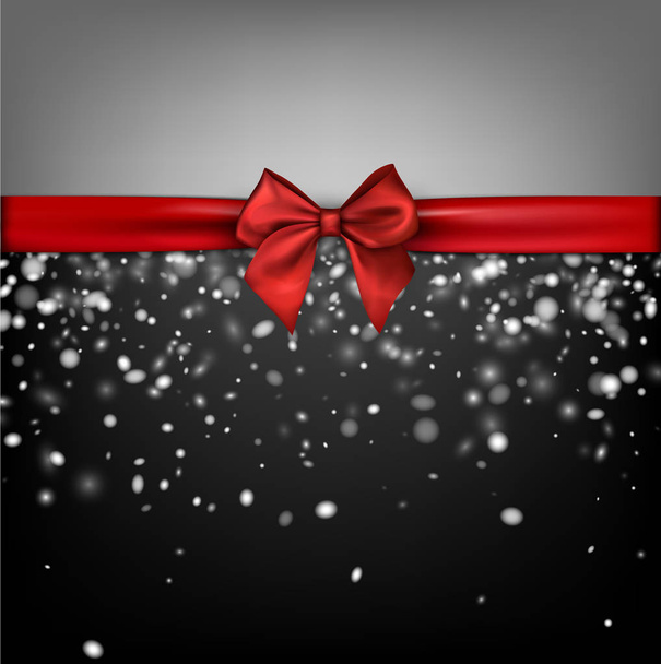 Grey winter background with red bow.  - Vector, Imagen