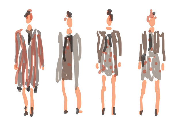   Sketched Fashion Жінки Моделі
 - Вектор, зображення