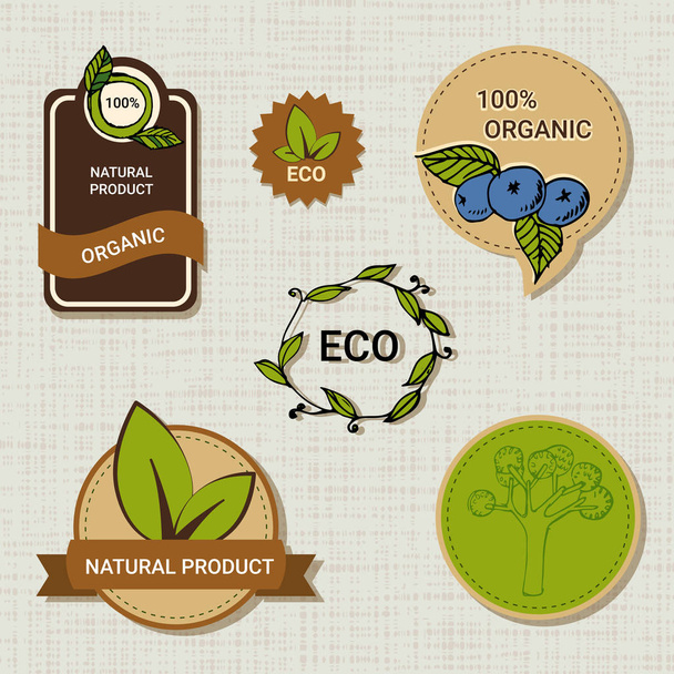 Set of organic labels - Vettoriali, immagini