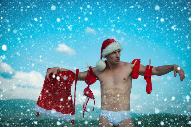 Christmas man outdoor. - Foto, Imagem