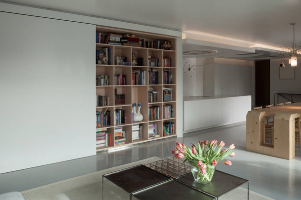 Interior, wooden bookcase - 写真・画像