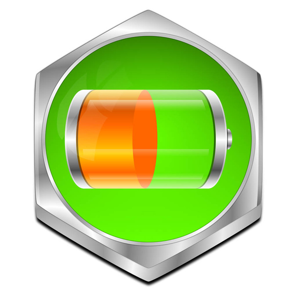 зеленый оранжевый аккумулятор - 3D иллюстрация
 - Фото, изображение