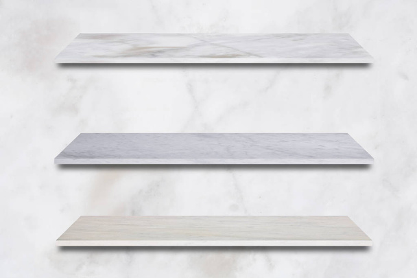 white  top marble shelf and stone floor  texture background, can - Photo, Image