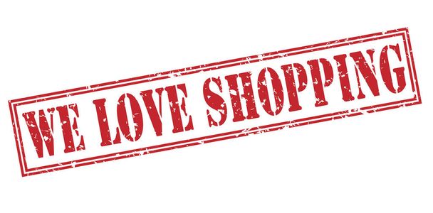 we love shopping red stamp isolated on white background - Foto, afbeelding