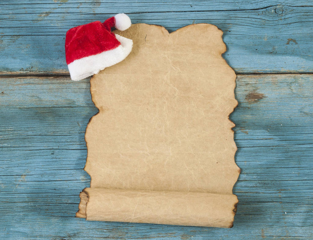Natal cartão e flocos de neve, fundo de madeira
 - Foto, Imagem