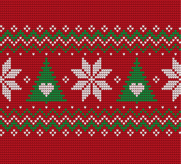 Knitted Christmas and New Year pattern - Διάνυσμα, εικόνα