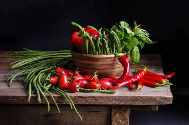 Vegetable. Fresh vegetables  on rustic table - Fotó, kép