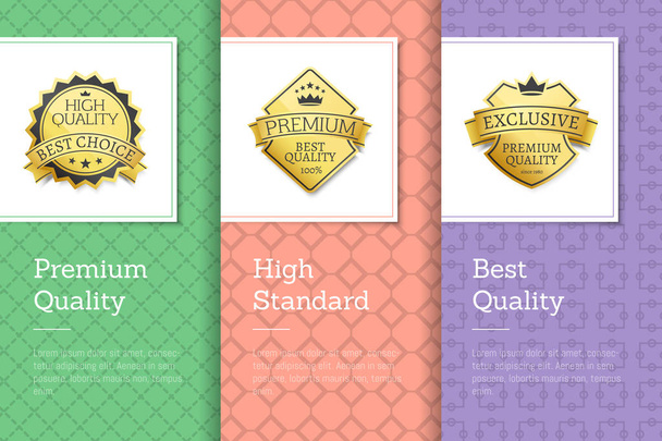 Premium Kalite en yüksek standartları altın etiketleri - Vektör, Görsel