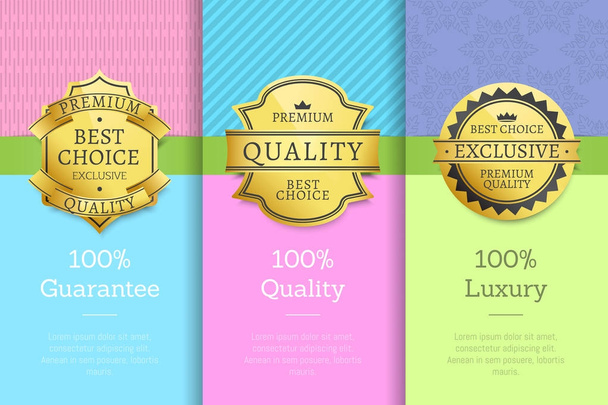 100 Guarantee Quality Luxury Exclusive Premium - Διάνυσμα, εικόνα