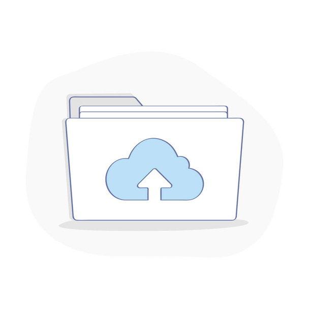Cloud Storage vector icon. Documents in Folder with Cloud symbol. Flat outline isolated illustration on white background for web and mobile design. Premium quality design. - Vector, Image