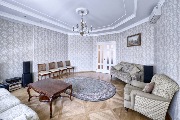 Russia Moscow - Modern interior design living room, urban real estate. - Φωτογραφία, εικόνα