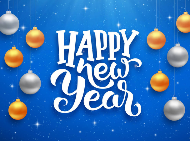 Mutlu yeni yıl tipografi vektör kartındaki - Vektör, Görsel
