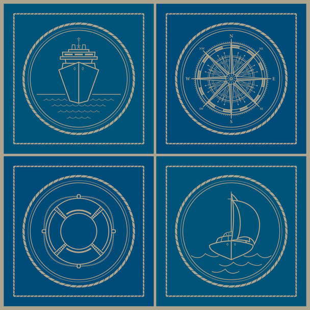 Set of Marine Emblem  - Vector, Image