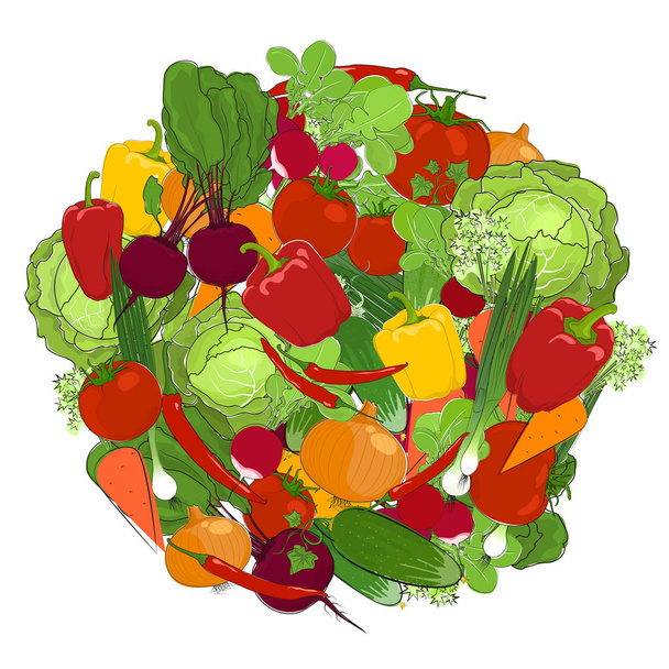 Healthy food, fresh vegetables - Vector, Image