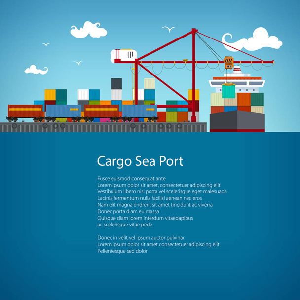 Projeto do folheto do porto do mar da carga
 - Vetor, Imagem