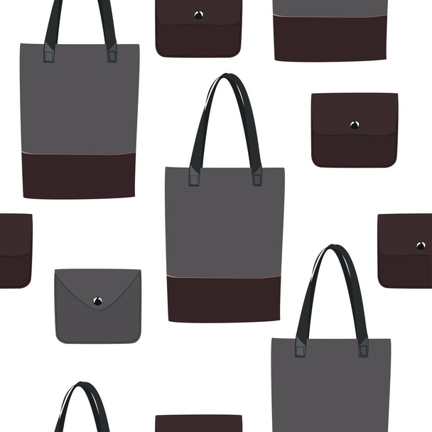 Grey vector bag seamless pattern. - Vector, Image