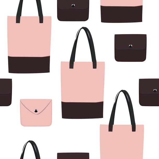 Pink vector bag seamless pattern. - Vector, Imagen