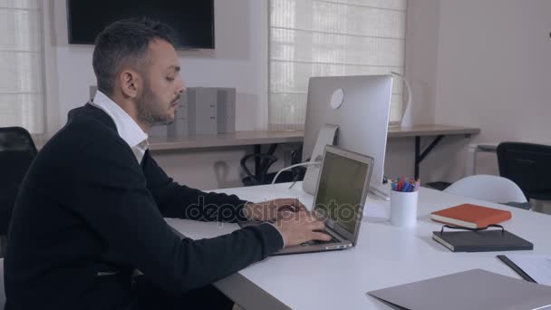 Manager oder Unternehmer arbeitet tagsüber mit Laptop - Filmmaterial, Video