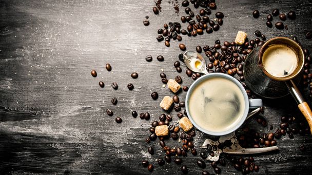 Fresh coffee in a Cup  - Фото, изображение