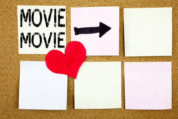 Conceptual hand writing text caption inspiration showing Movie concept for Entertainment Movie Film and Love written on wooden background, reminder background with copy space - Photo, Image