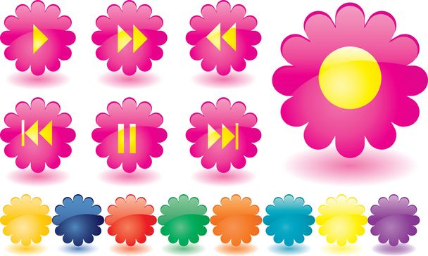 Botones de música como flores rosadas
 - Vector, Imagen