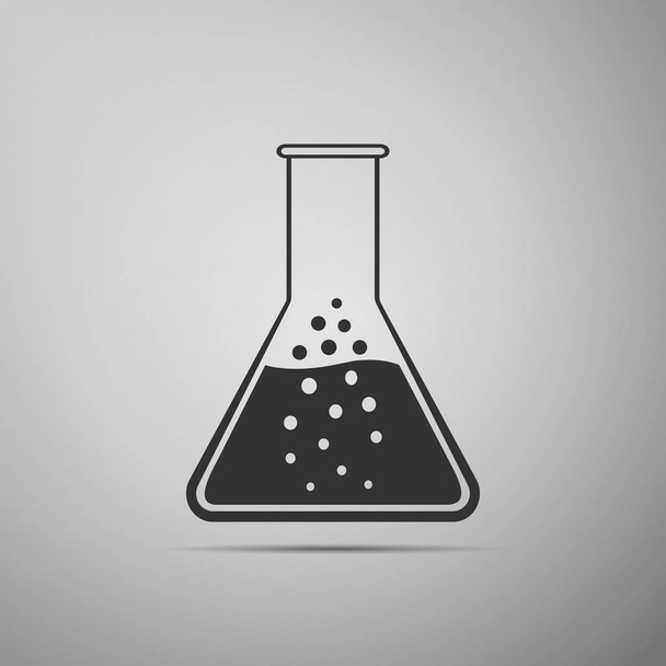 Zkumavku a baňku - chemické laboratorní test ikonu izolované na šedém pozadí. Plochý design. Vektorové ilustrace - Vektor, obrázek
