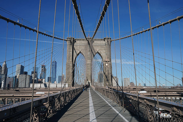 Γέφυρα του Μπρούκλιν Νέας Υόρκης Μανχάταν Hudson River - Φωτογραφία, εικόνα