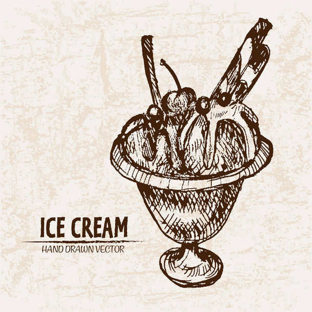 Digital vector detailed line art ice cream - Vector, Image