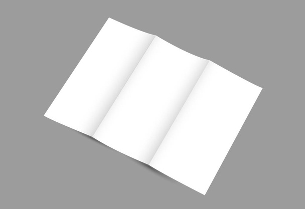 Blank tri fold brochure mock up portrait cover. Isolated - Vetor, Imagem