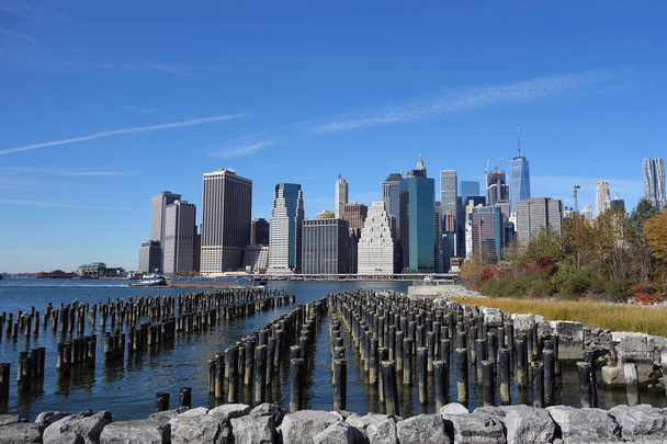 Бруклінський міст Нью-Йорку річка Гудзон Манхеттен - Фото, зображення