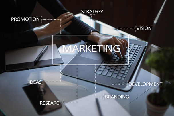 Marketing obchodní koncept na virtuální obrazovce - Fotografie, Obrázek