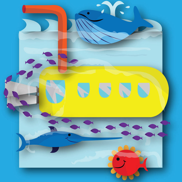 жовтий підводний човен
 - Вектор, зображення