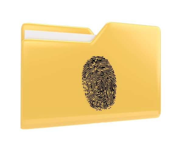 Cartella di file gialla con l'icona di illustrazione 3d impronta digitale isolata su bianco
 - Foto, immagini
