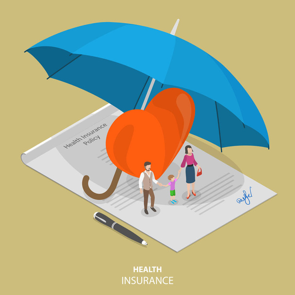 健康保険フラット等尺性ベクトル概念 - ベクター画像