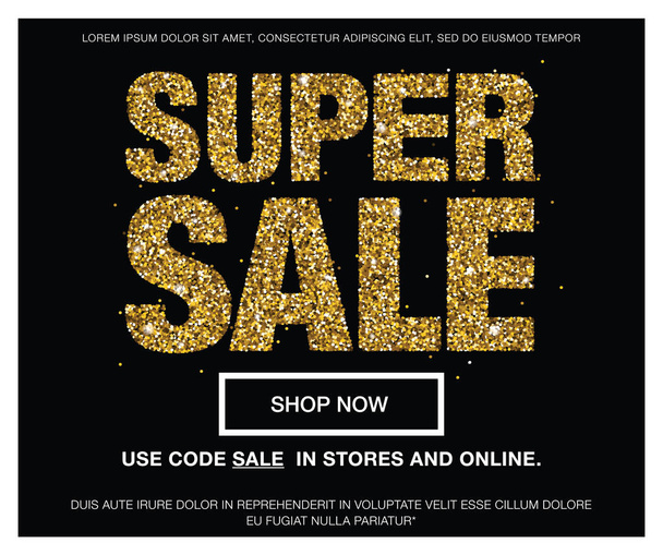 Super Sale Web-Banner mit Goldstruktur. Vektorillustration. - Vektor, Bild