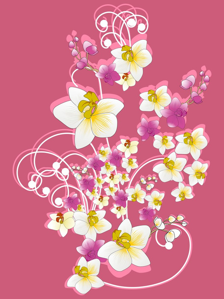 Pink background with flower bunch - Wektor, obraz