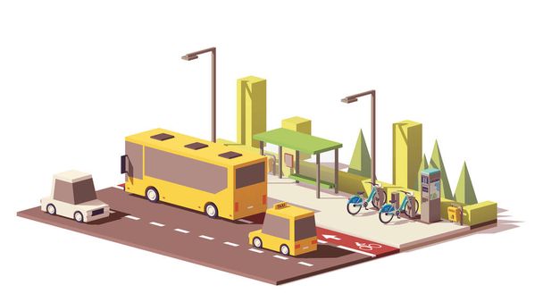 Vektor nízké poly moderní veřejné dopravy - Vektor, obrázek